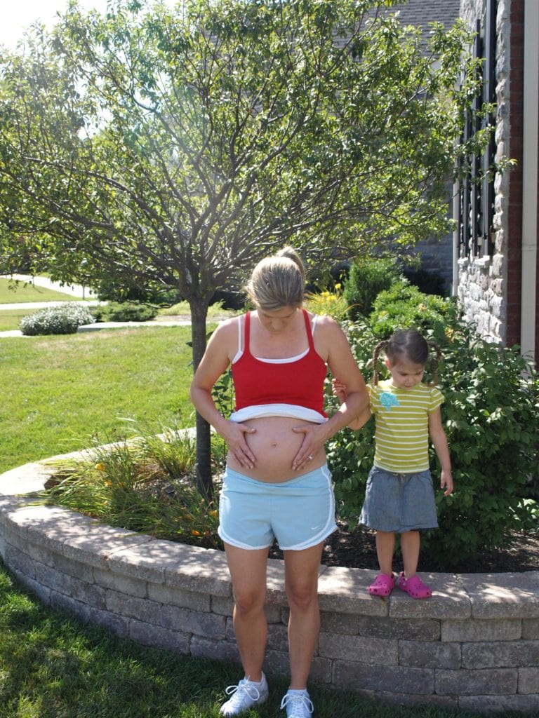 Meghan and mommy with pregnant belly picture