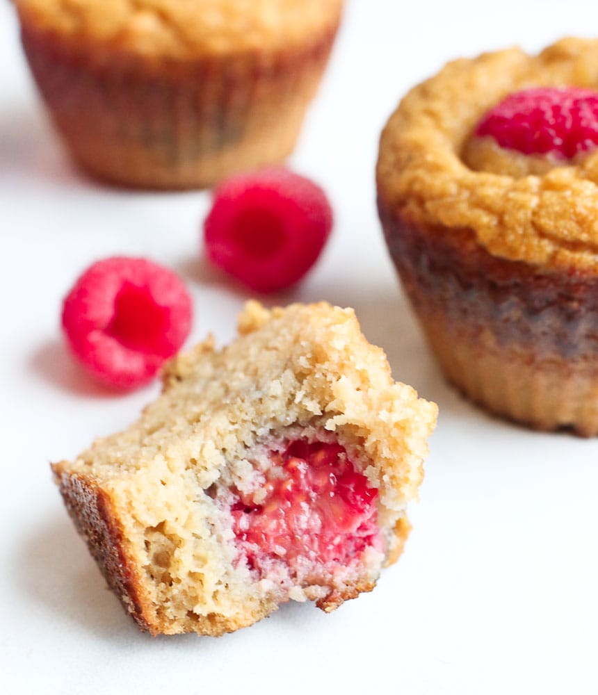 Paleo Raspberry Coconut Muffins inside texture