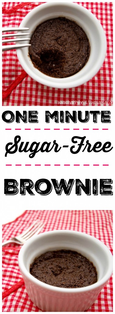 This 1-minute sugar free brownie is made in your microwave and is healthy. When a chocolate craving hits, this is your healthy answer.