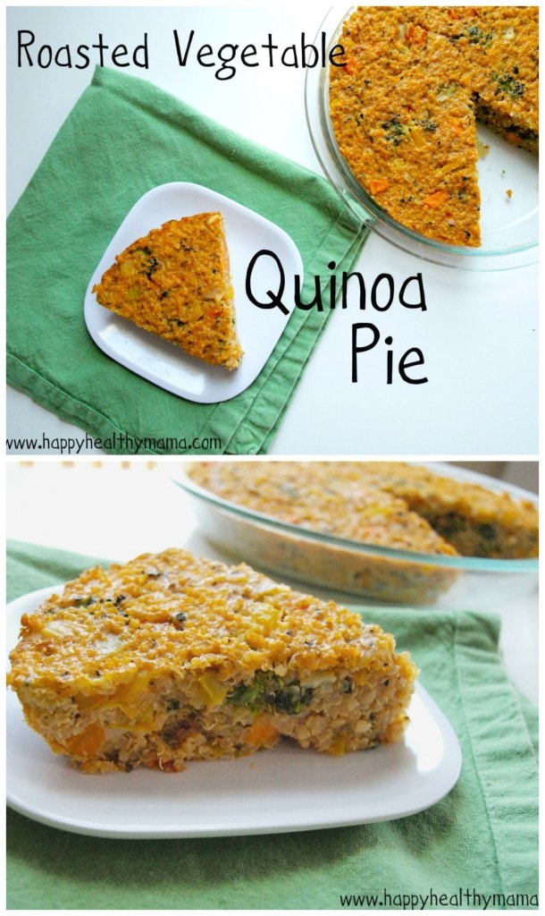 This Roasted Vegetable Quinoa Pie is a delicious gluten-free and dairy-free recipe. It's also super easy, making it a great weeknight dinner!