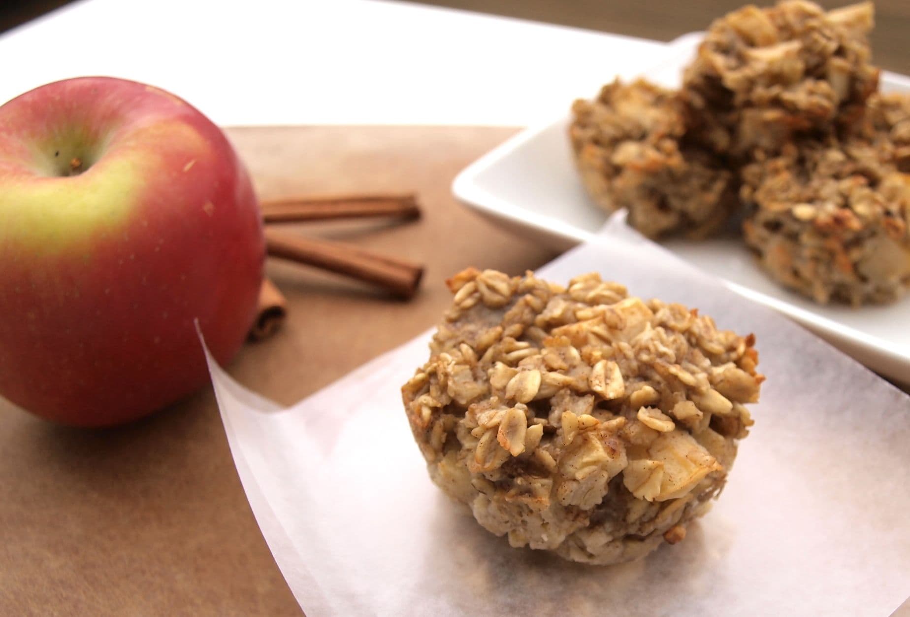 These Apple Cinnamon Baked Oatmeal Cups are a perfect portable oatmeal option! My kids love these and they are super healthy. It's so easy to mix this the night before and just bake it in the morning. Great easy breakfast recipe!