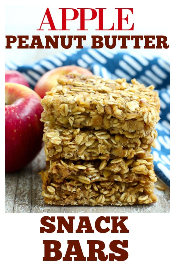 These Apple Peanut Butter Snack Bars are perfect for school lunches or after school snack! No refined sugar, no oil, and gluten free. #afterschoolsnack #healthysnacks #recipes #healthy #easy #peanutbutter #apple #bars #glutenfree #dairyfree #onebowl