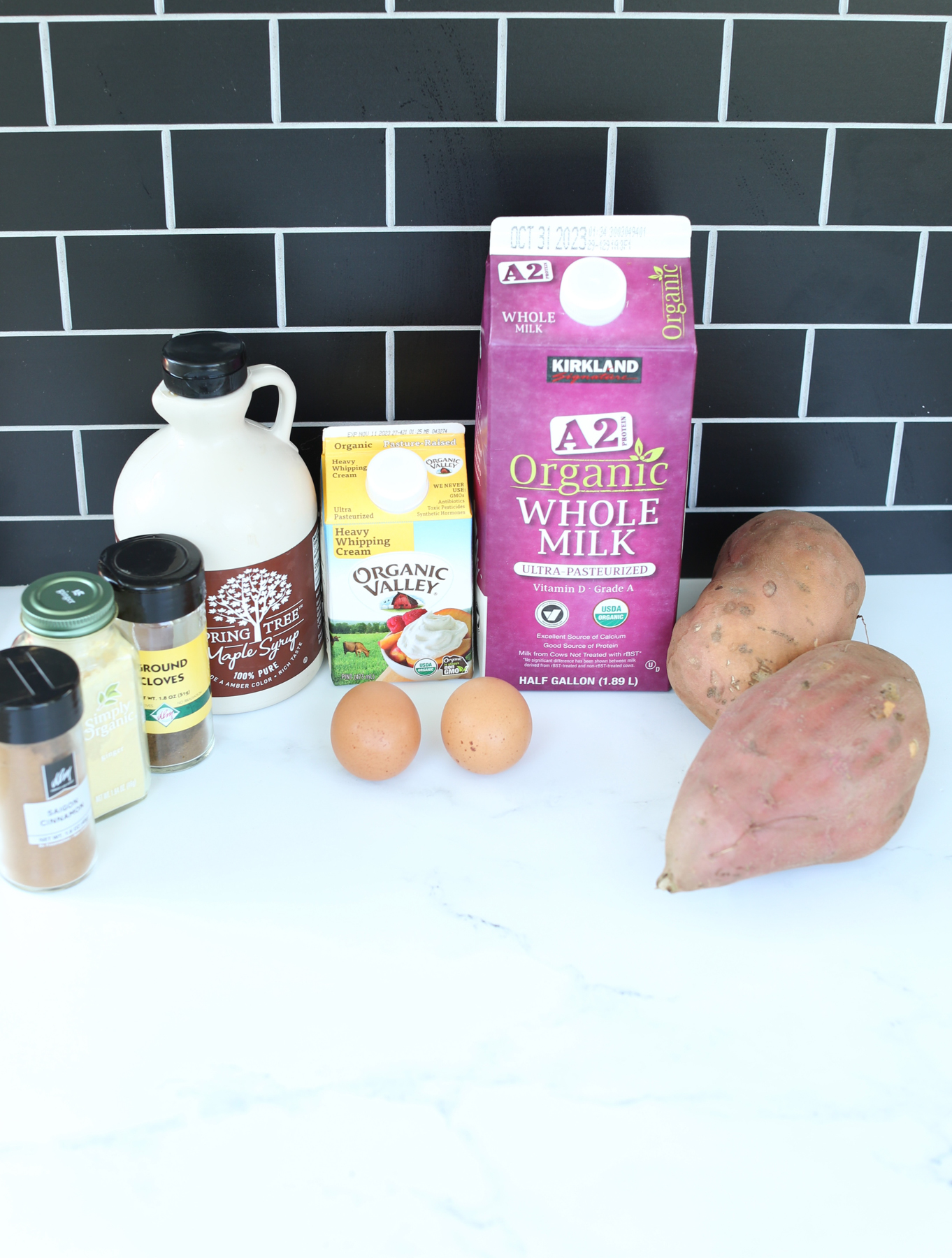 ingredients for sweet potato pudding