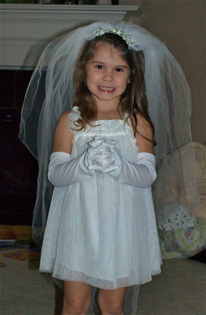 Meghan with my wedding veil on