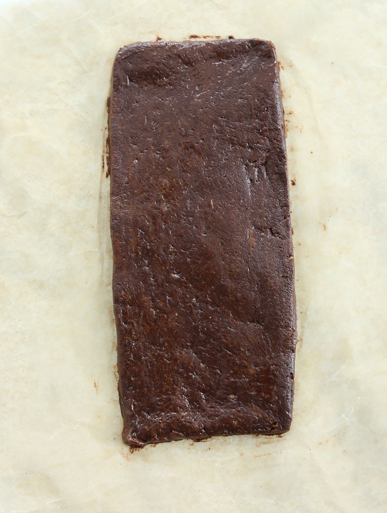 clean eating no bake brownies-form the dough into a rectangle