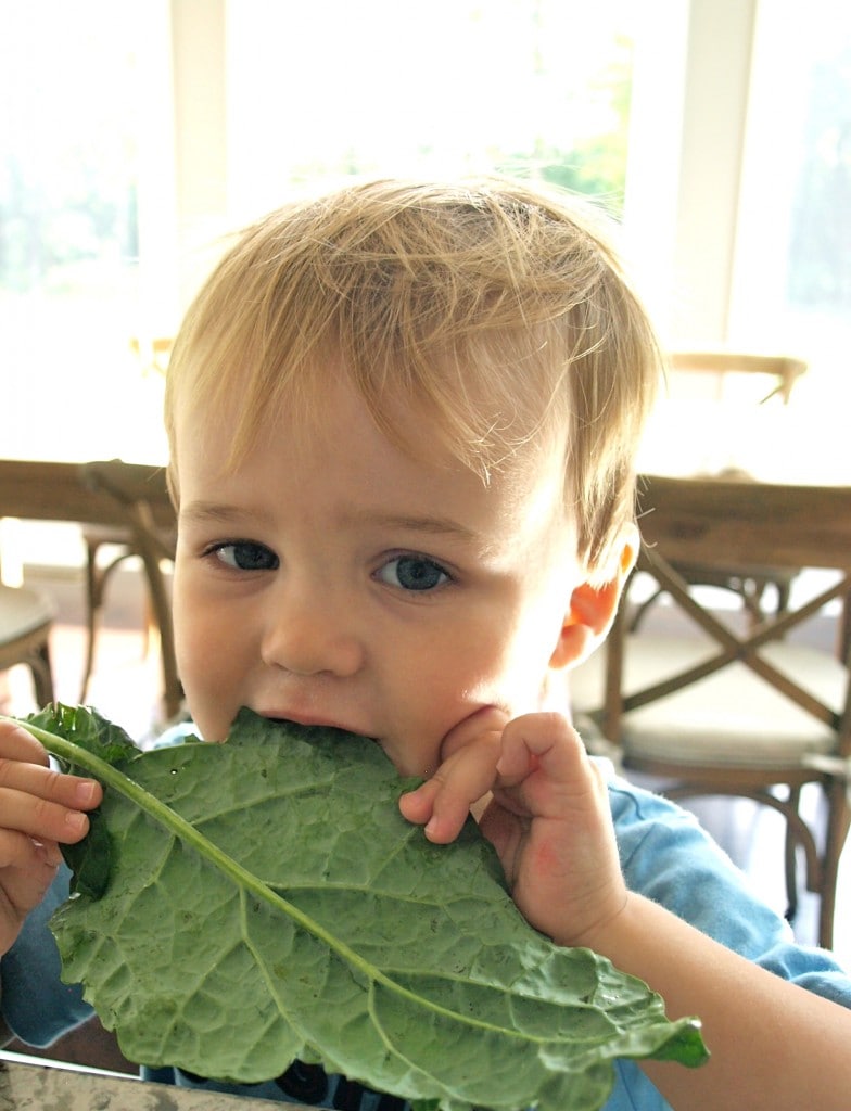 Luke tries raw kale.