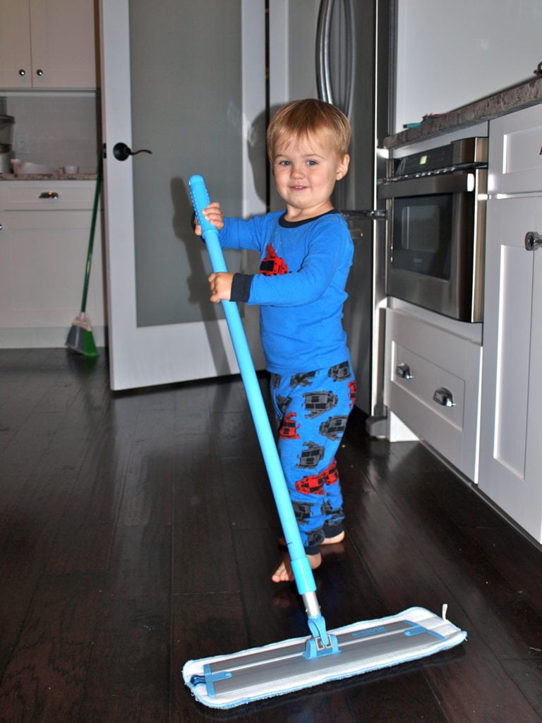 Luke using the ecloth mop