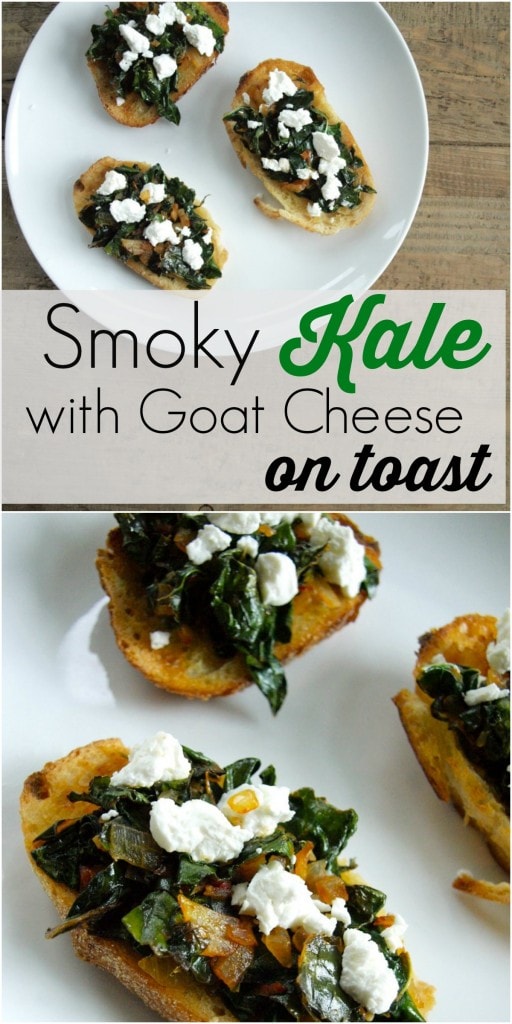 This Smoky Kale with Goat Cheese on Toast makes a great breakfast, lunch, or even appetizer! Easy, clean-eating recipe.