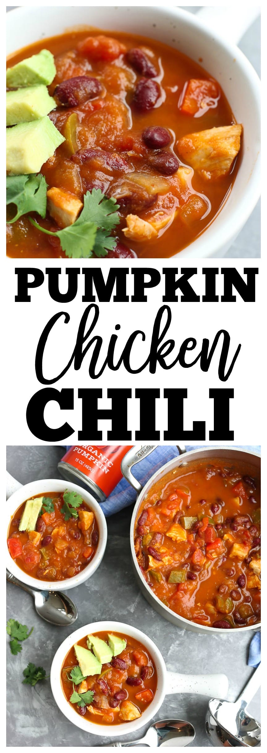 Pumpkin Chicken Chili Recipe. Dairy-free, gluten-free recipe, easy quick weeknight dinner
