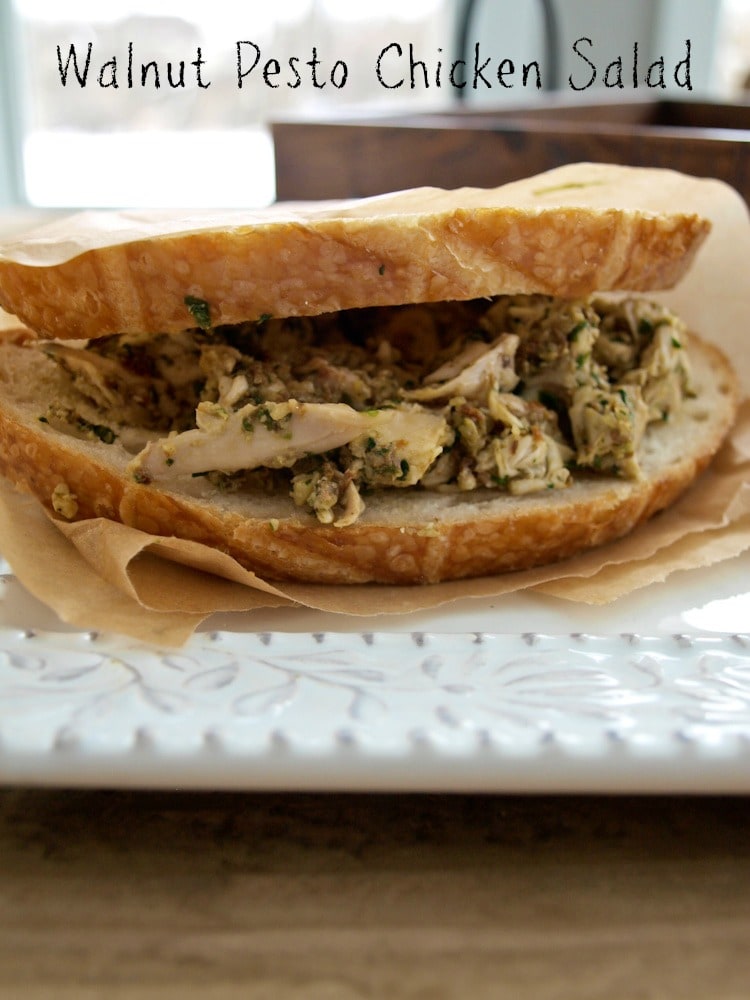 walnut pesto chicken salad. A healthy and flavorful lunch-ready in 5 minutes!