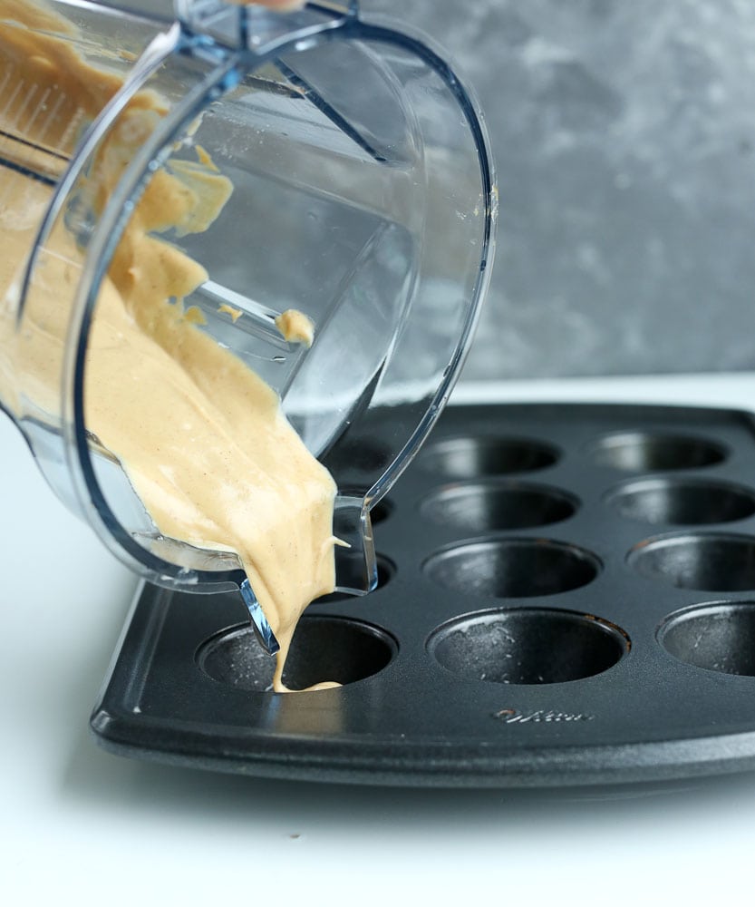 Blender Muffins recipe pouring batter into muffin tin