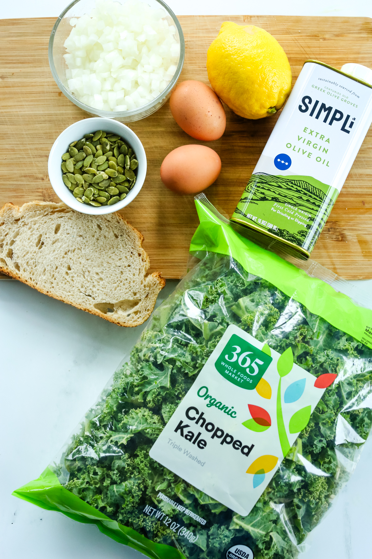 recipe ingredients on a board