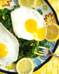 Lemony sautéed kale with runny eggs!