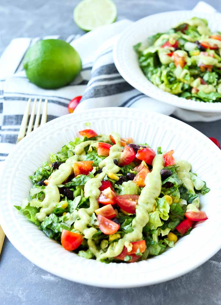 Mexican Chopped Salad with Spicy Avocado Dressing - Happy Healthy Mama