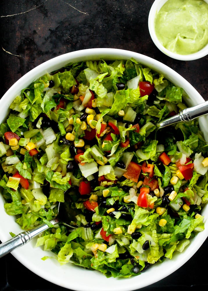 Mexican Chopped Salad with Spicy Avocado Dressing - Happy Healthy Mama