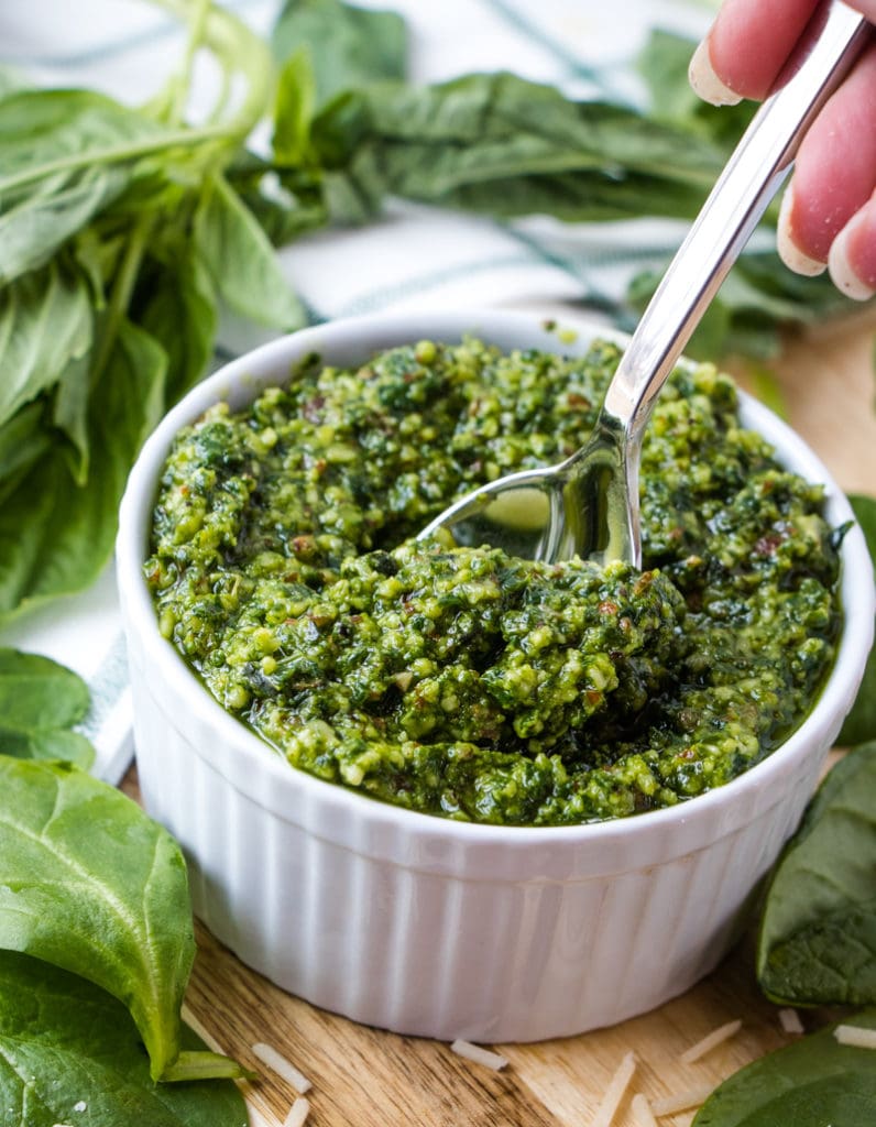 Homemade Pesto with Spinach (New Video!) - Happy Healthy Mama