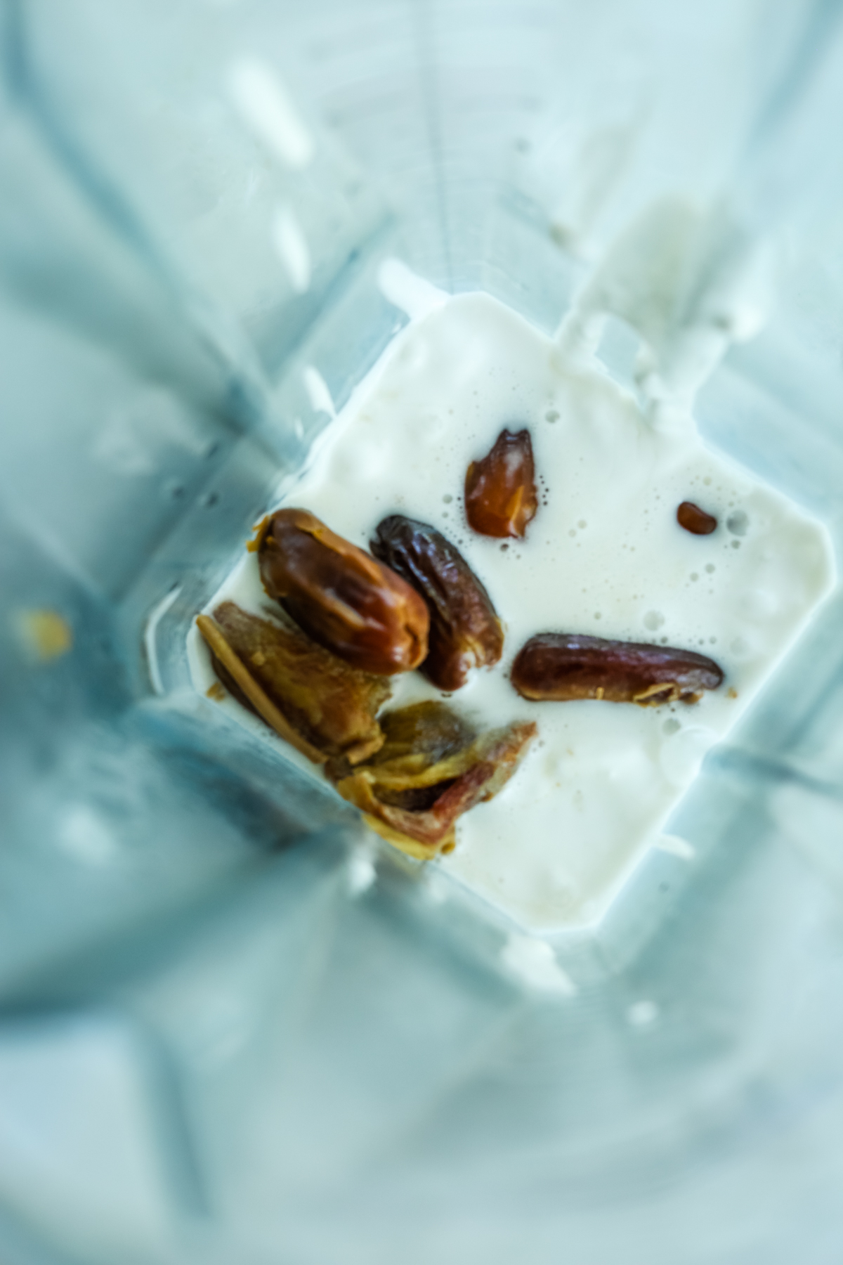 dates and coconut milk in a blender