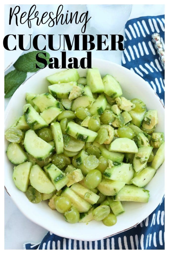 Cucumber Salad with Green Grapes and Avocado and mint #summer #salad #healthy #vinegar #easy #sweet #avocado #vegan #paleo #whole30