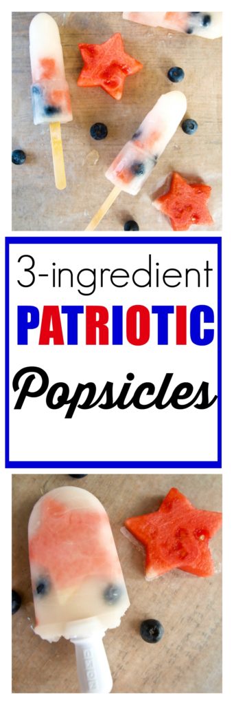 Patriotic Popsicles Recipe. This super easy recipe just uses 3 all natural ingredients. Perfect for your Memorial day or 4th of July celebrations.