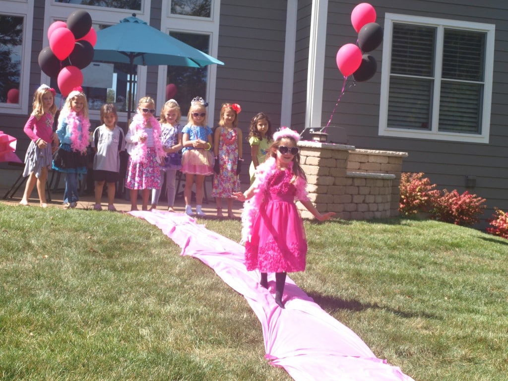 Fashion show at a Paris themed birthday party