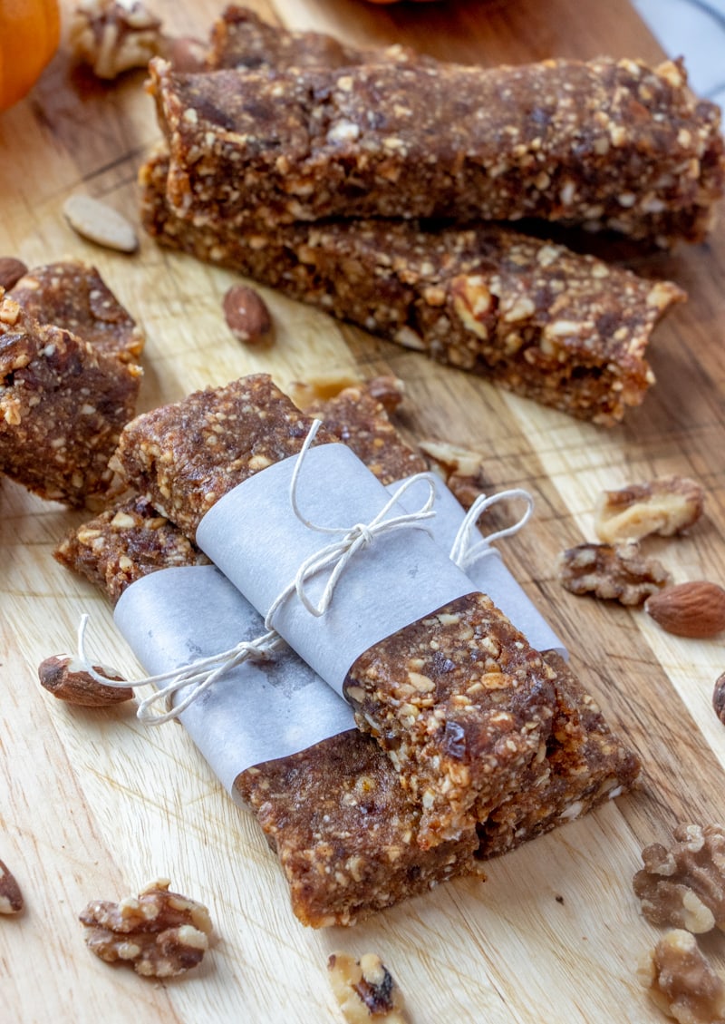 PUMPKIN Spice ENERGY BARs recipe wrapped in paper