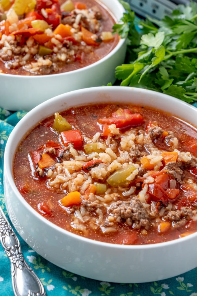 Slow Cooker Stuffed Pepper Soup - Happy Healthy Mama