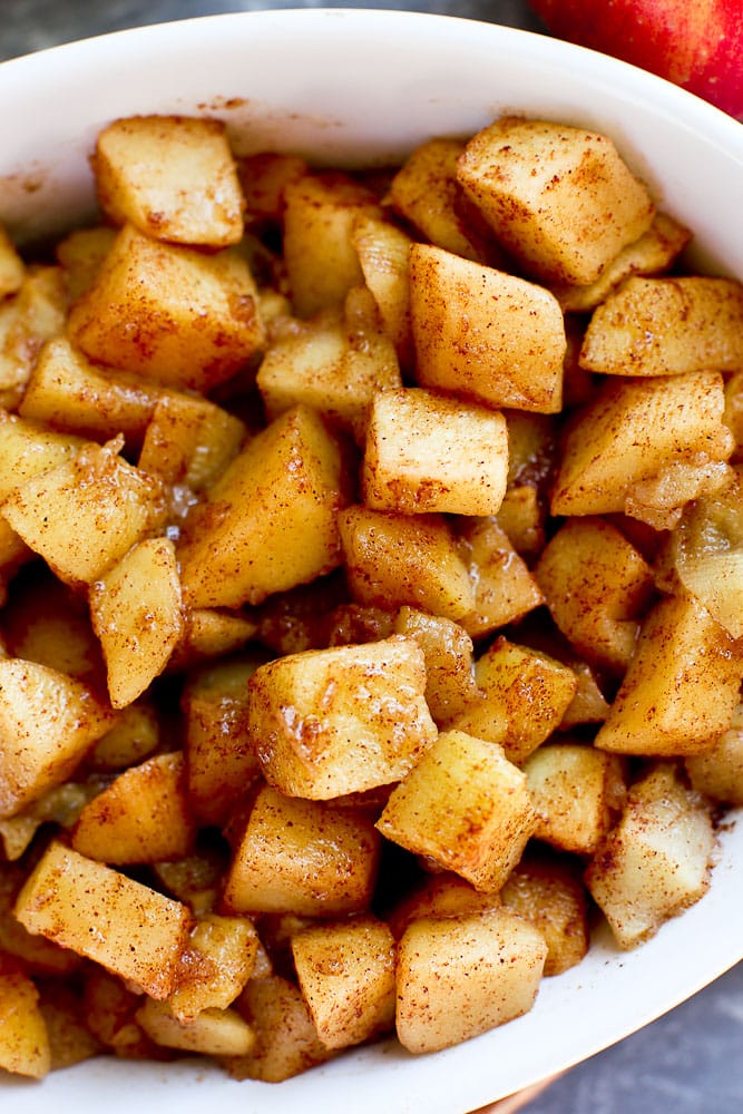 close up shot of glazed cinnamon baked apple recipe