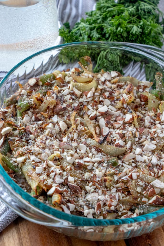 HEALTHY GREEN BEAN CASSEROLE overhead shot