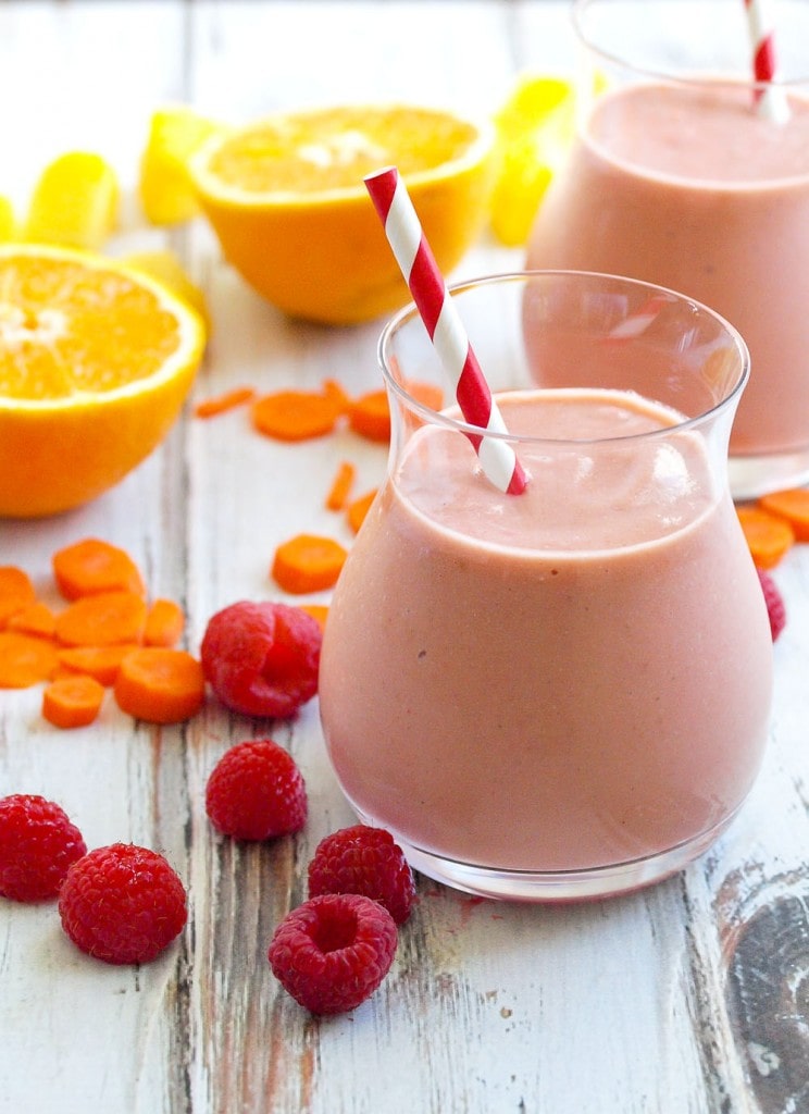 Brighten your morning with this Sunset Smoothie! A great way to add lots of fruits and even a vegetable to your day.