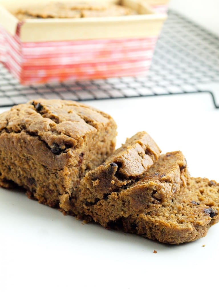Almond Butter Banana Bread with Chocolate Chips. This banana bread is so moist! It's made with whole wheat flour and less sugar than normal banana bread, but you would never know it!! My kids ate this up so quickly!