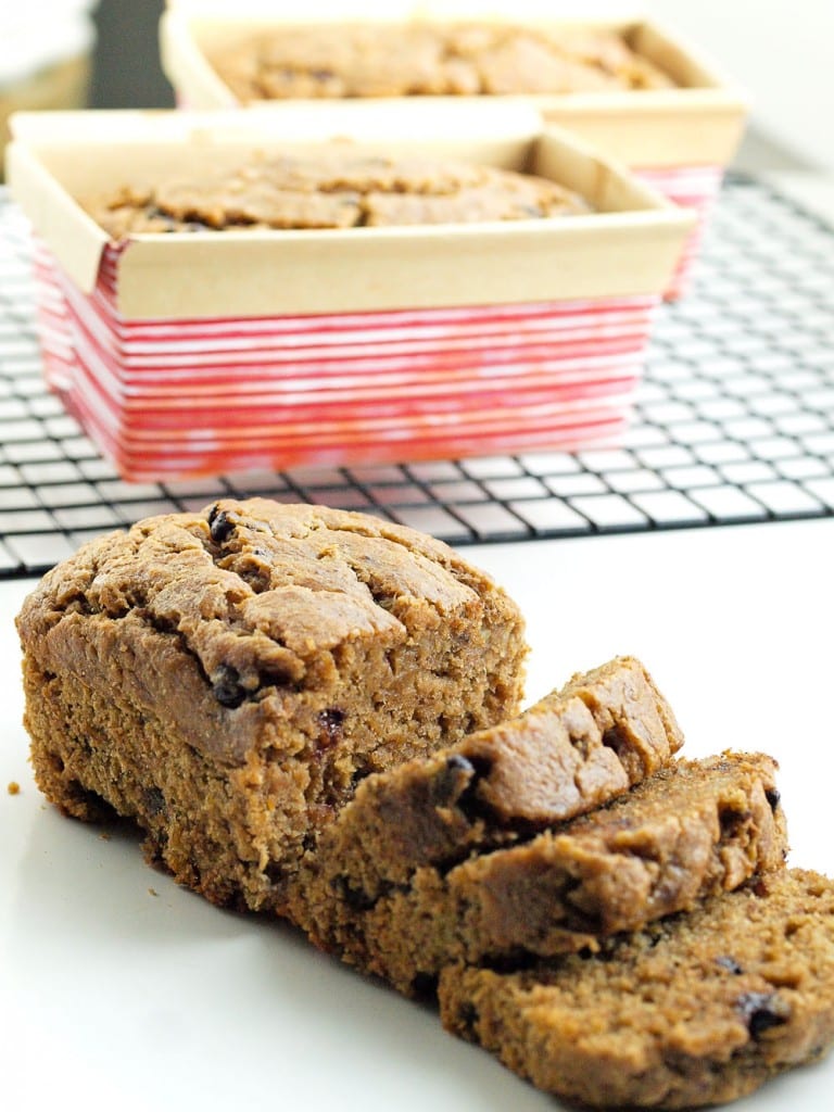Almond Butter Banana Bread with Chocolate Chips. This banana bread is so moist! It's made with whole wheat flour and less sugar than normal banana bread, but you would never know it!! My kids ate this up so quickly!