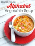 Baby it's cold outside--make soup! This homemade Alphabet Vegetable Soup is way better and healthier than Campbell's! AND you can have this ready in about 40 minutes! Use whatever vegetables and pasta shape you have on hand.