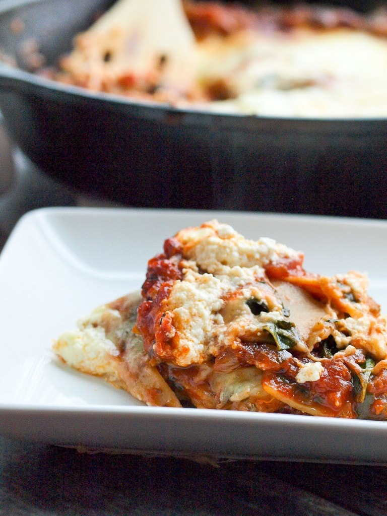 You can welcome lasagna to your weeknight dinner table with this 30 MINUTE skillet lasagna! It seriously was ready in LESS than 30 minutes, start to finish. This is a spinach version--one of the best vegetarian lasagnas I've ever tasted! Great recipe! 