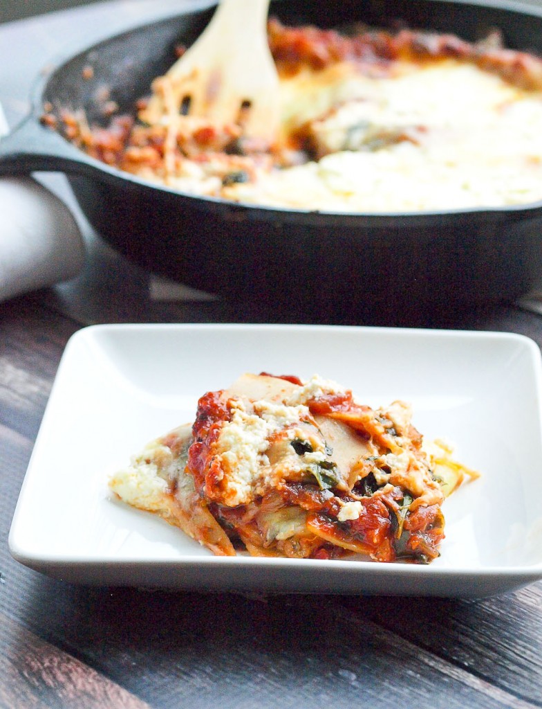 You can welcome lasagna to your weeknight dinner table with this 30 MINUTE skillet lasagna! It seriously was ready in LESS than 30 minutes, start to finish. This is a spinach version--one of the best vegetarian lasagnas I've ever tasted! Great recipe! 