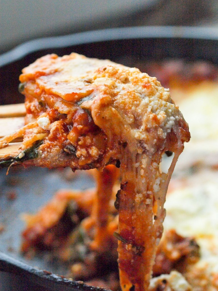 You can welcome lasagna to your weeknight dinner table with this 30 MINUTE skillet lasagna! It seriously was ready in LESS than 30 minutes, start to finish. This is a spinach version--one of the best vegetarian lasagnas I've ever tasted! Great recipe!