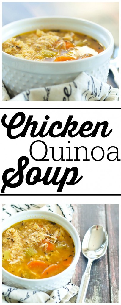 Chicken Quinoa Soup is an updated classic! All the flavor of chicken noodle soup but with healthy quinoa in place of the noodles! This is a fabulous recipe.