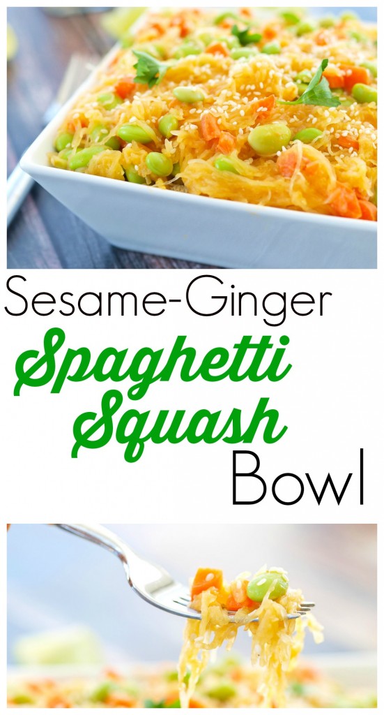 Sesame-Ginger Spaghetti Squash Bowl--this is a low-carb, vegan recipe that is flavorful and really easy to make!