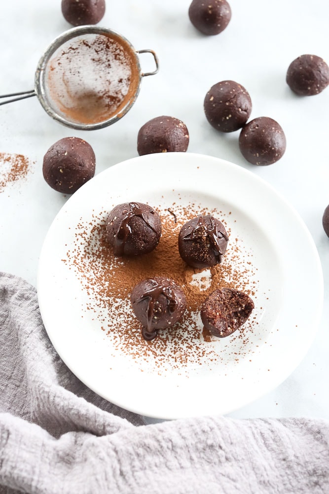 Chocolate Bliss Balls recipe overhead shot