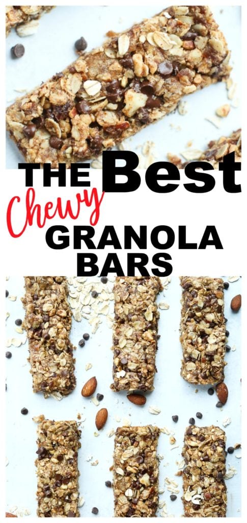 Chewy Homemade Granola Bars recipe #healthy #snacks #kidfriendly #glutenfree #vegan 