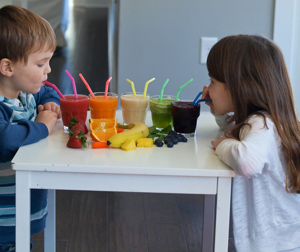 Rainbow Smoothies--Teach Your Kids about Eating The Rainbow with this fun tasting activity!