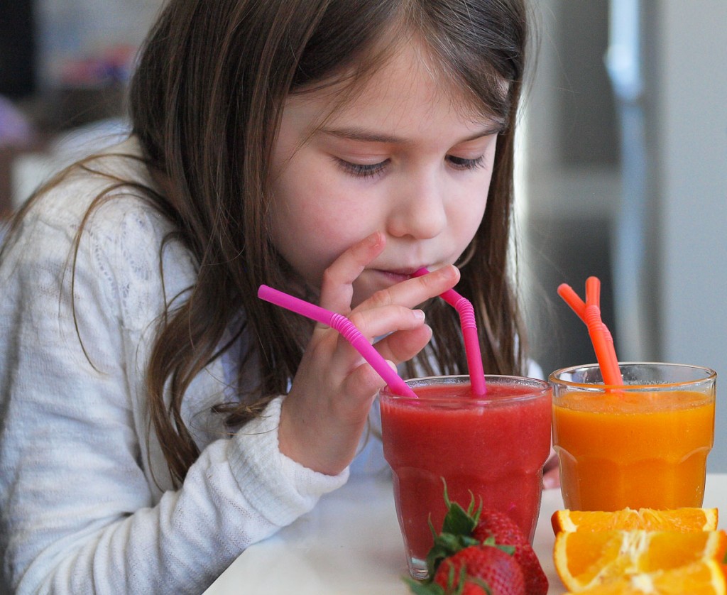 Rainbow Smoothies--Teach Your Kids about Eating The Rainbow with this fun tasting activity!