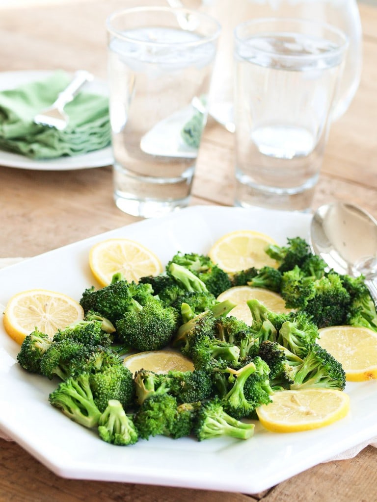 Sauteed broccoli on a white plate