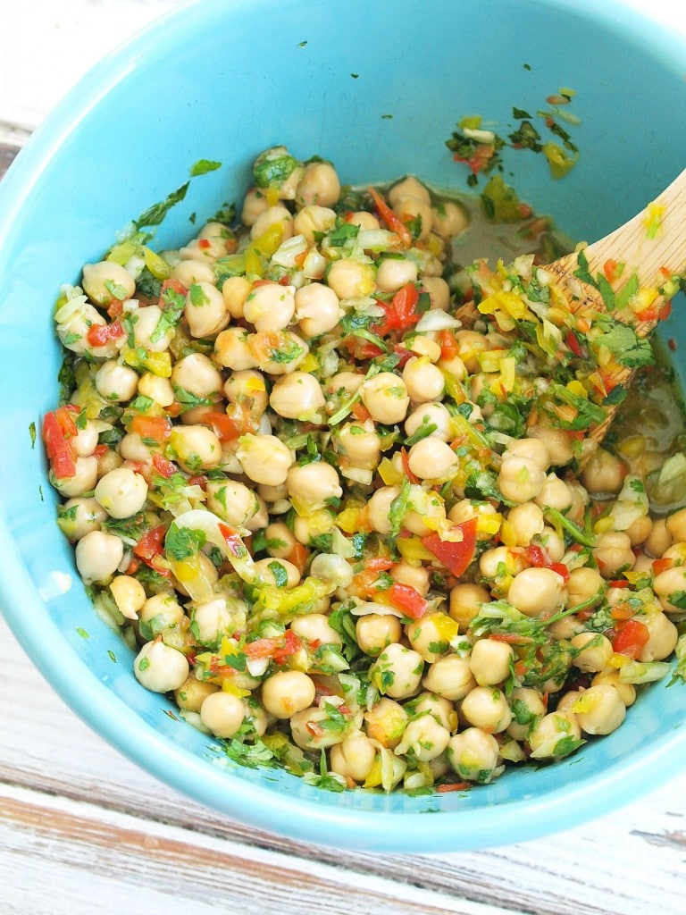 Easy and flavorful Chickpea Salad. This is just like the Tricolor Chickpea salad from Costco. Great easy, healthy recipe!