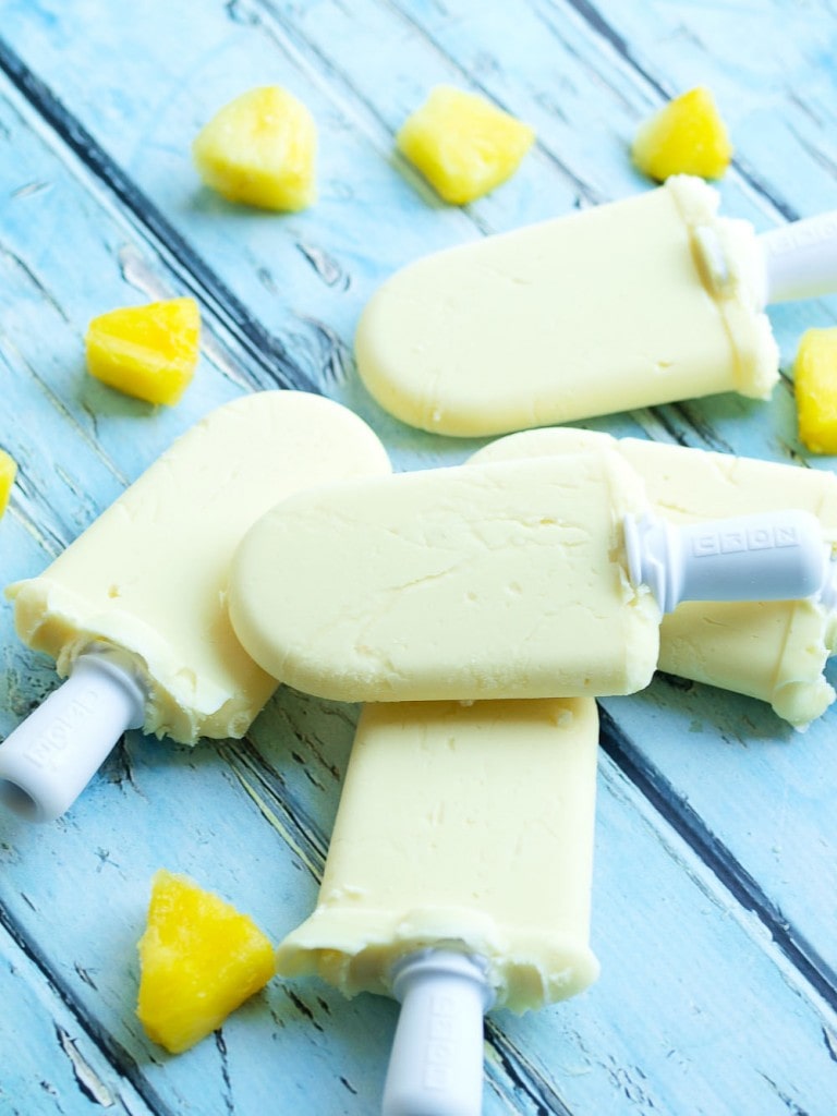 2 ingredient Pineapple Cream Popsicles (dairy-free) Nothing fake here! All natural and no sugar added! These healthy homemade popsicles are a perfect summer treat!