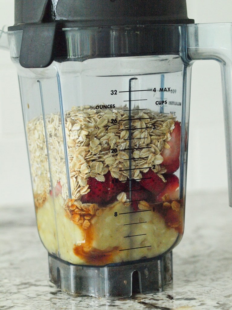 These Strawberry Banana blender muffins are vegan, gluten-free, and nut-free! They are made with no oil or refined sugar and the best part? You blend the batter making the prep time about 5 minutes!! No excuses now--this is a great easy healthy breakfast recipe. These could also be a great gluten free snack for kids.