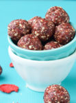 Strawberry Shortcake Energy Balls recipe. These energy bites taste like CAKE!! So easy to make and these are a perfect healthy snack. We love these as a portable grab-and-go snack. Gluten-free, vegan.