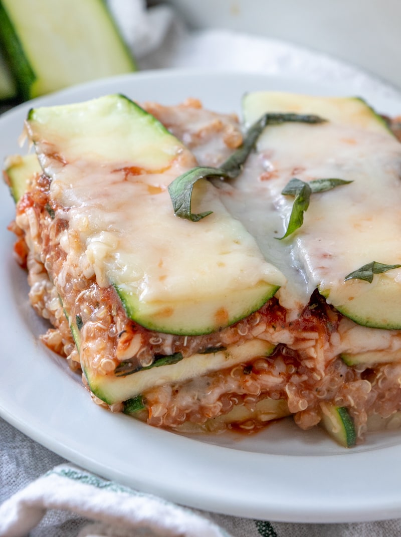 ZUCCHINI QUINOA LASAGNA recipe close up
