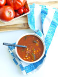 This Roasted Tomato and Red Pepper Soup with Zucchini and Corn soup is beyond incredible. You will not be disappointed with this recipe! A healthy soup recipe filled with summer's best produce.