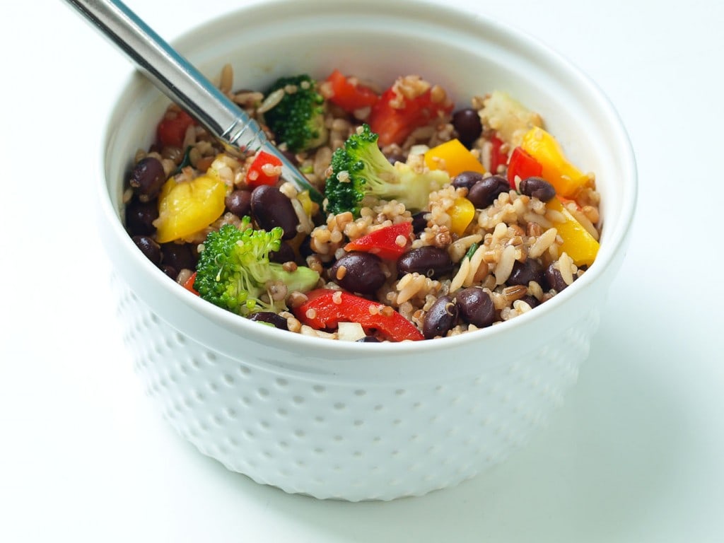 Rainbow Rice and Beans---This healthy lunch is made quickly with Minute Ready to Serve Whole Grain Medley Rice Blend. The portion controlled, portable precooked grains make this the perfect lunch to pack for school or work!