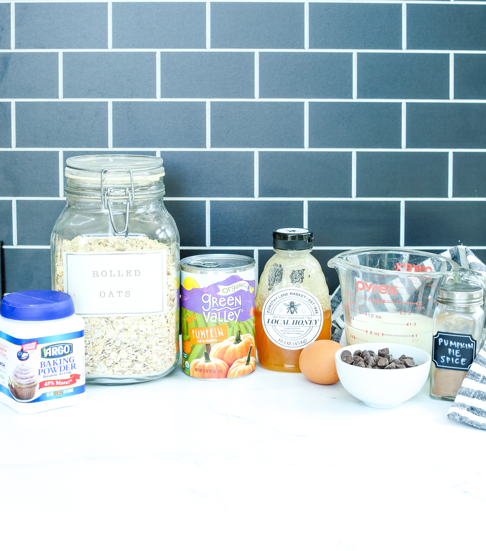 recipe ingredients for Pumpkin Oatmeal muffins